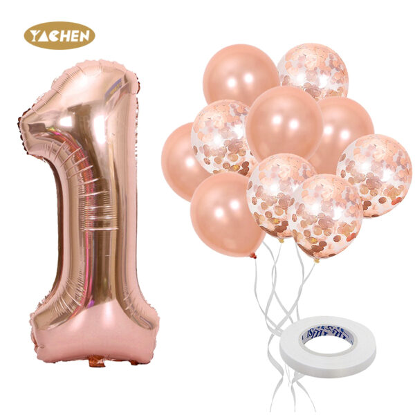 Rose gold number balloon set