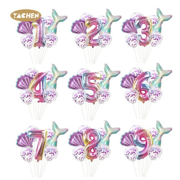 mermaid number balloon set