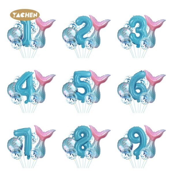 mermaid number balloon set