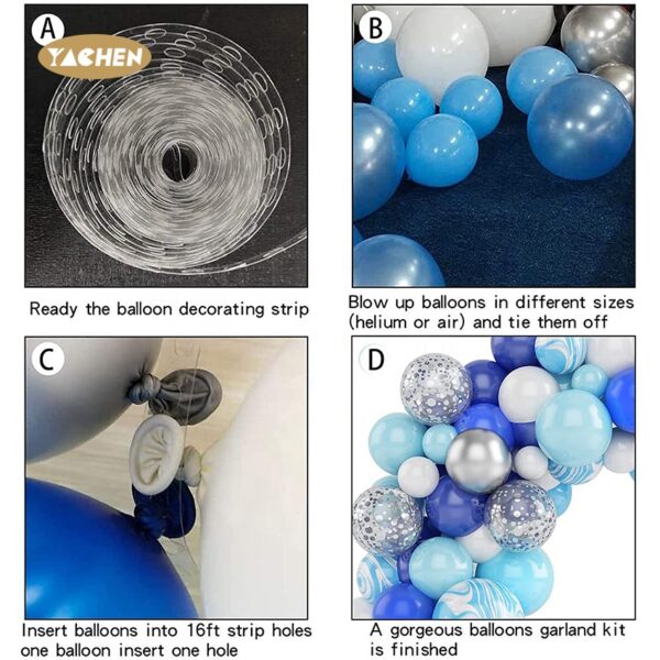 Blue Latex Balloon Garland Arch Kit -5