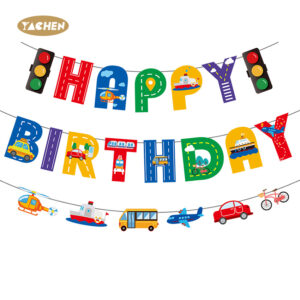 Banner de cumpleaños con patrón de coche-1