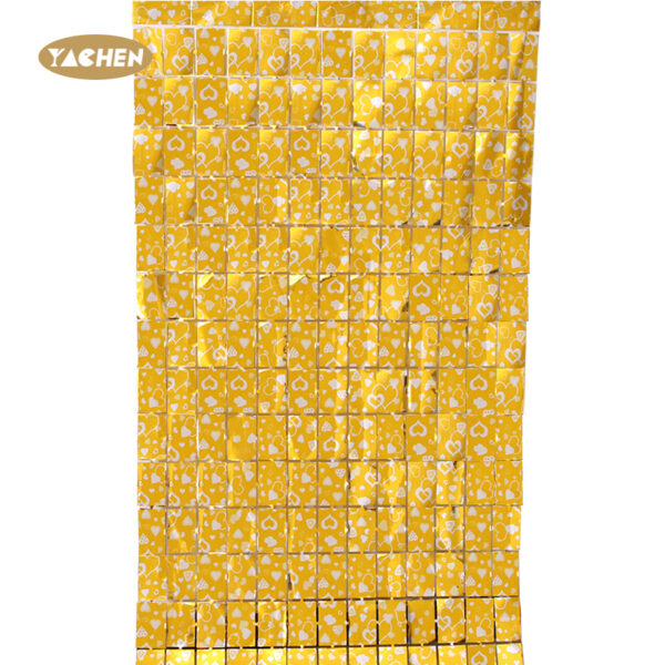 Love Print Square Foil Curtain-2