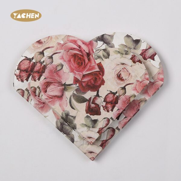 Rose Print Heart Napkins-4