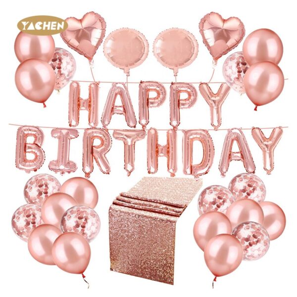 Rose gold birthday balloons set