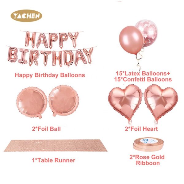 Rose gold birthday balloons set -02