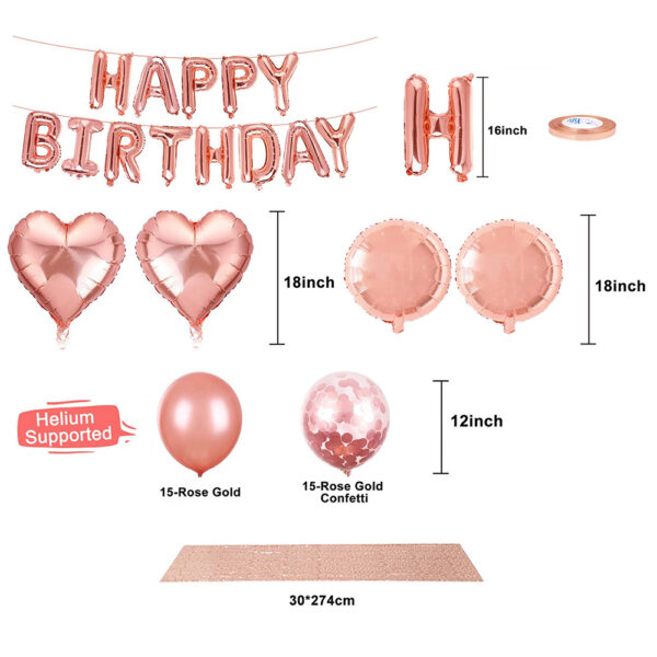 Rose gold birthday balloons set -03