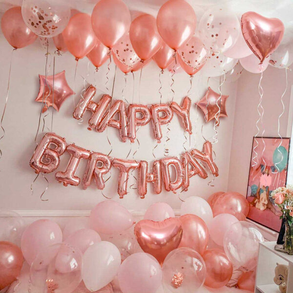 Rose gold birthday balloons set -04