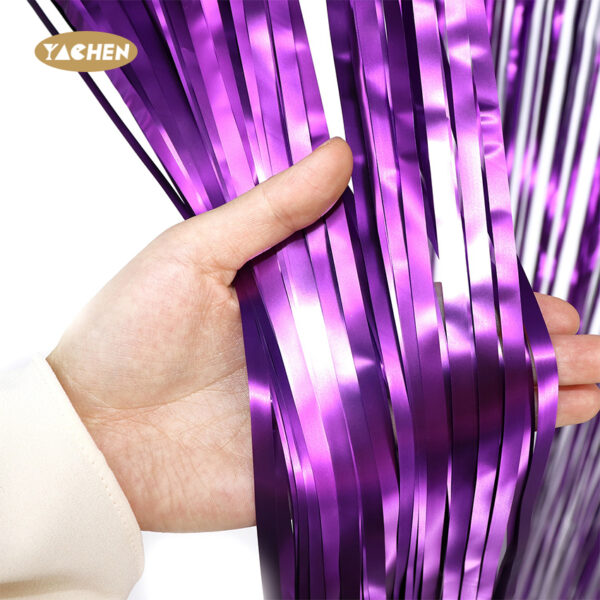 Solid Color Foil Fringe Curtain-1