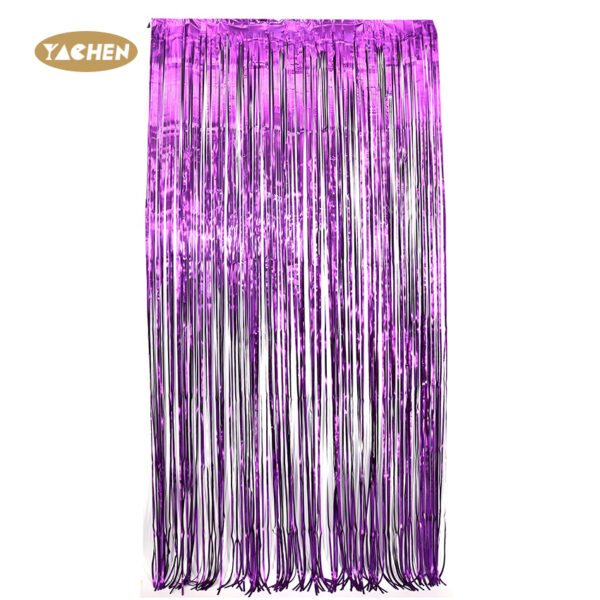 Solid Color Foil Fringe Curtain-2