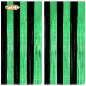 Striped Green Fringe Curtain-1