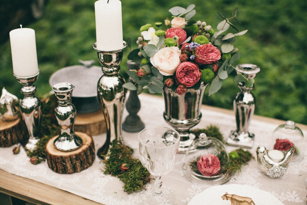 Green Plants and Flowers at Party