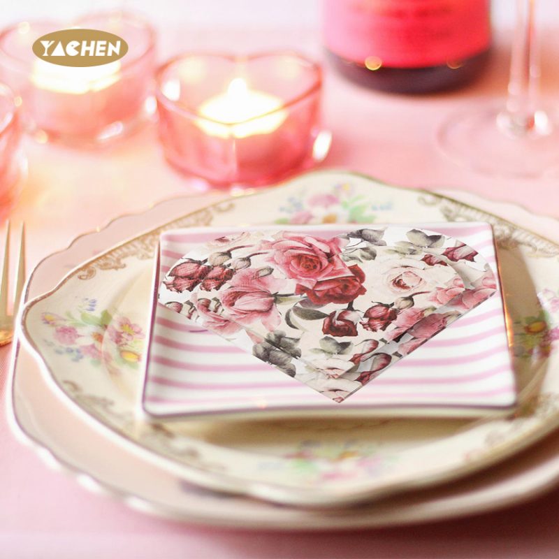 Rose Print Heart Napkins-6