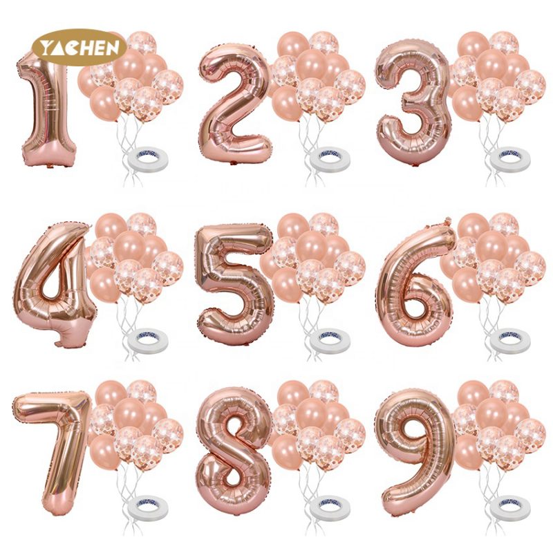 Rose gold number balloon