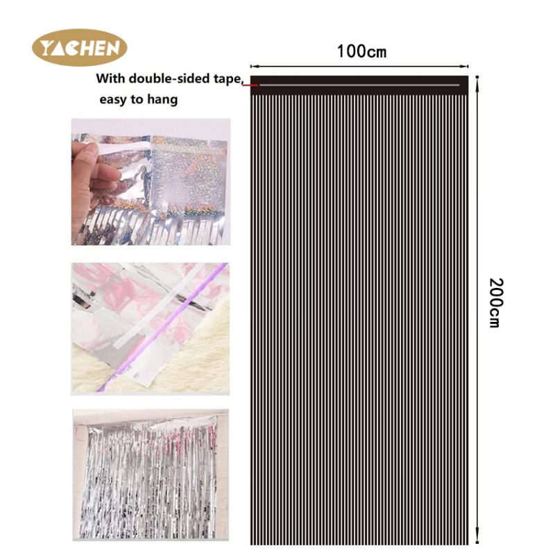 Solid Color Foil Fringe Curtain-5