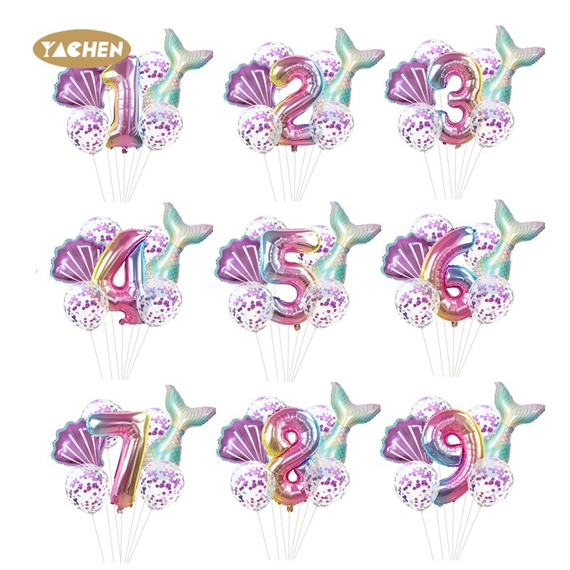 mermaid number balloon set